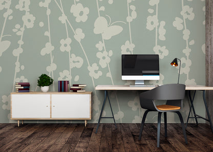 Daisy Chain Mural - Muted Slate Blue