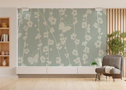 Daisy Chain Mural - Muted Slate Blue