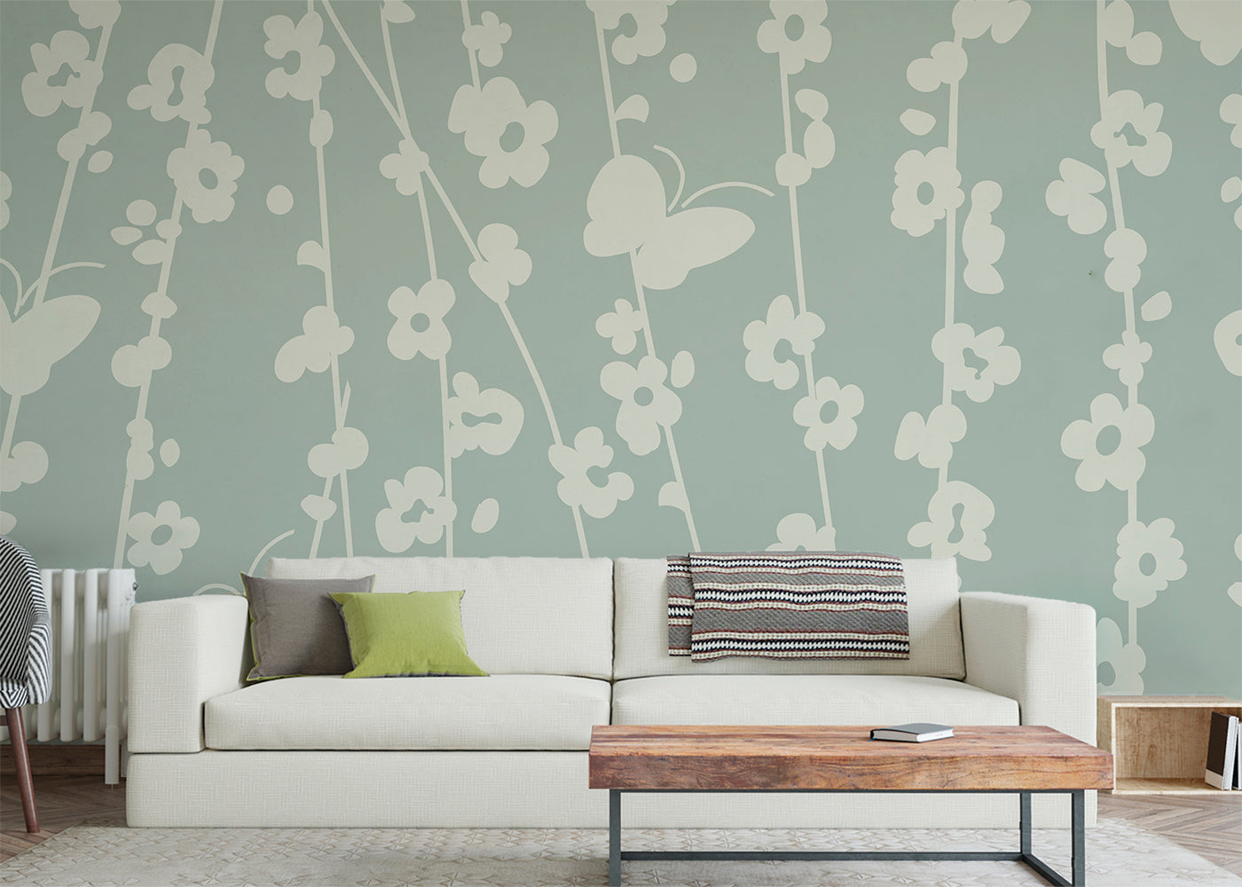 Daisy Chain Mural - Muted Slate Blue