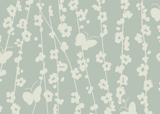 Daisy Chain Mural - Muted Slate Blue