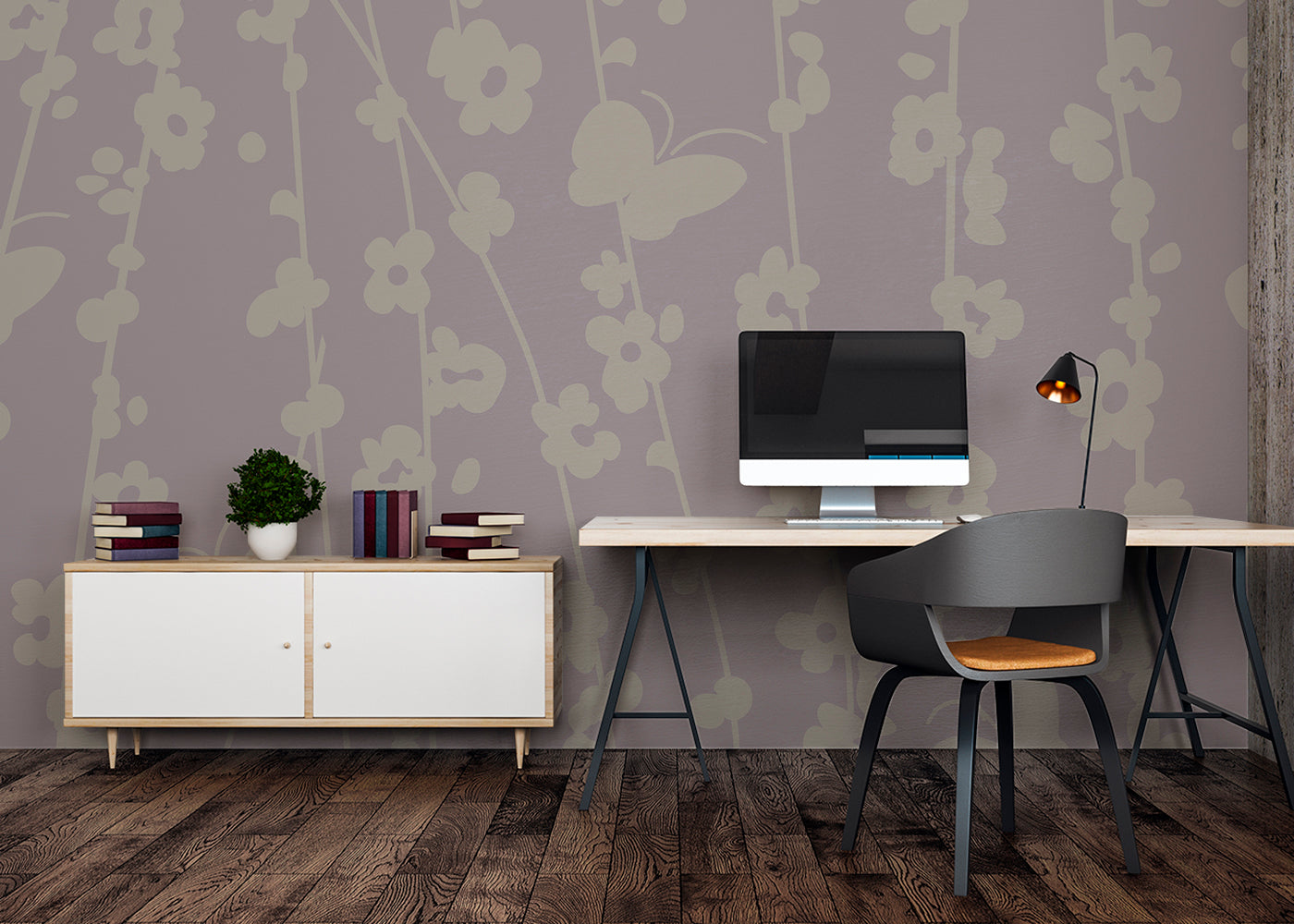 Daisy Chain Mural - Muted Lilac