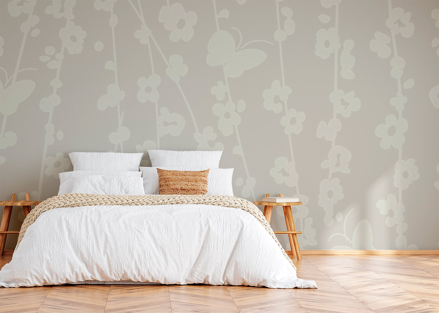 Daisy Chain Mural - Platinum Gray