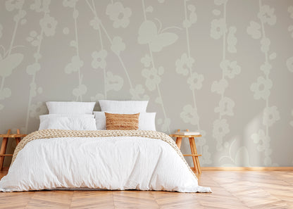 Daisy Chain Mural - Platinum Gray