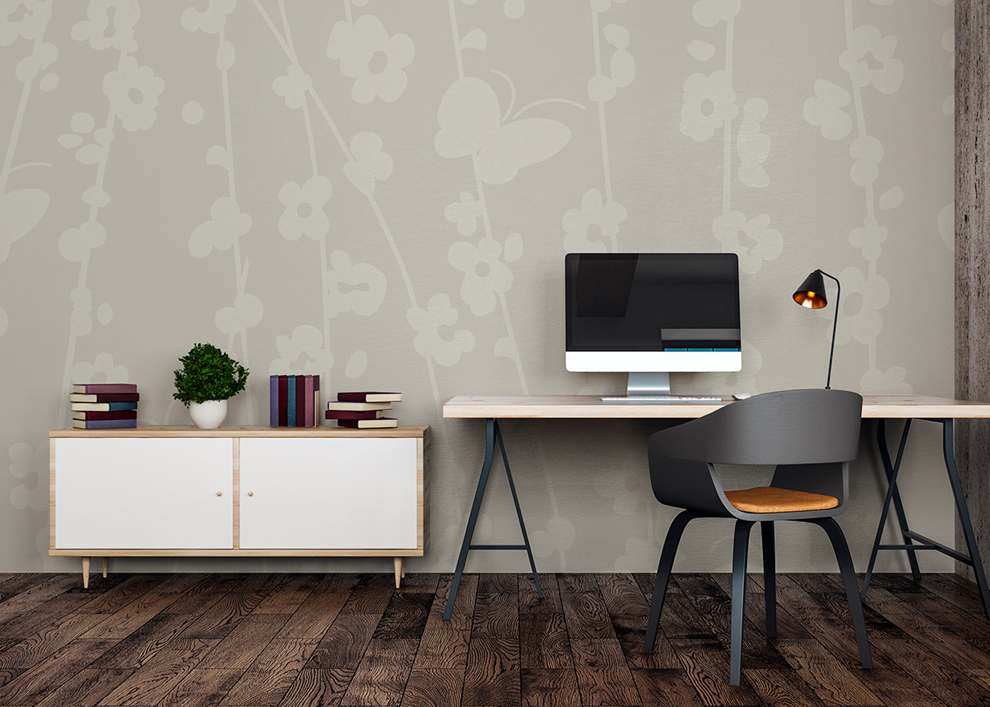 Daisy Chain Mural - Platinum Gray