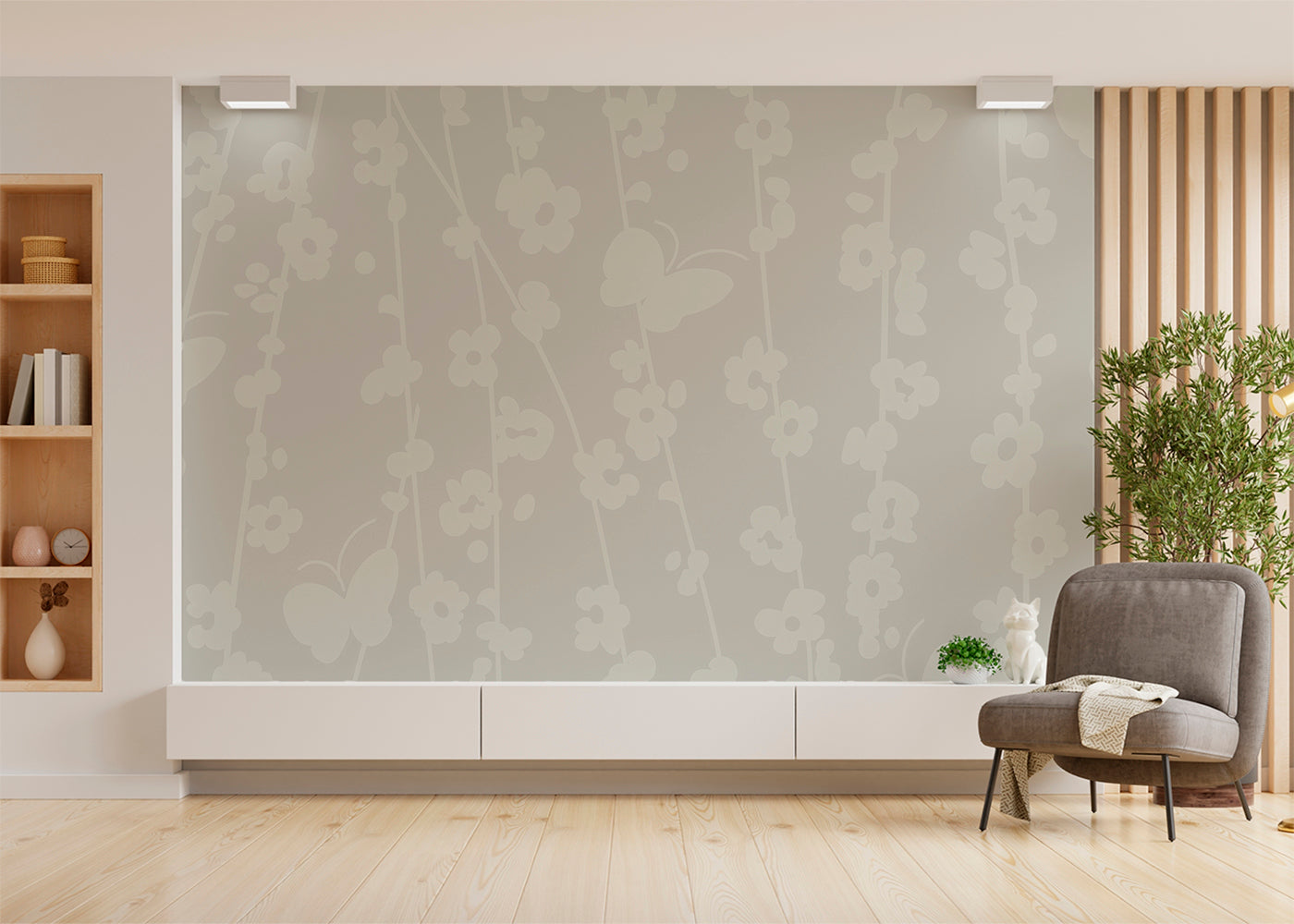 Daisy Chain Mural - Platinum Gray