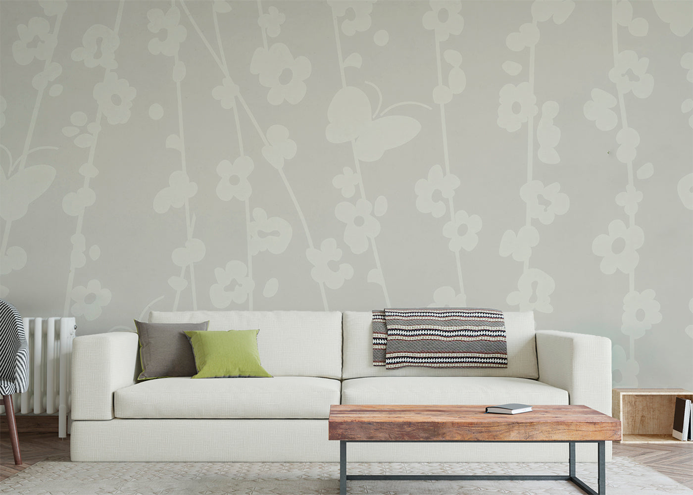 Daisy Chain Mural - Platinum Gray