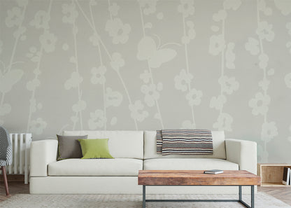 Daisy Chain Mural - Platinum Gray