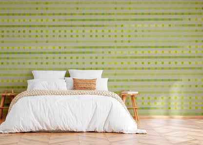 Stripe Checks Mural - Clay Lemongrass