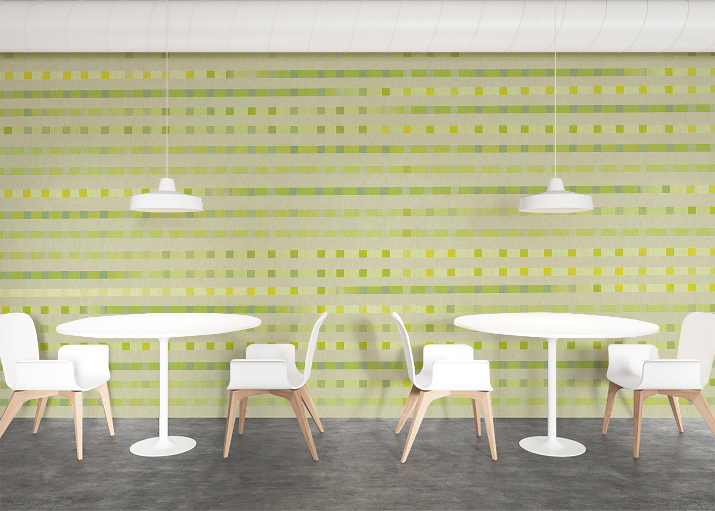 Stripe Checks Mural - Clay Lemongrass