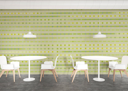Stripe Checks Mural - Clay Lemongrass