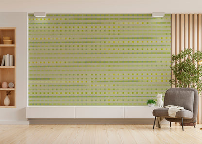 Stripe Checks Mural - Clay Lemongrass