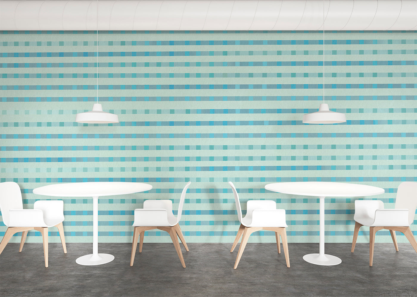 Stripe Checks Mural - Sky Aqua