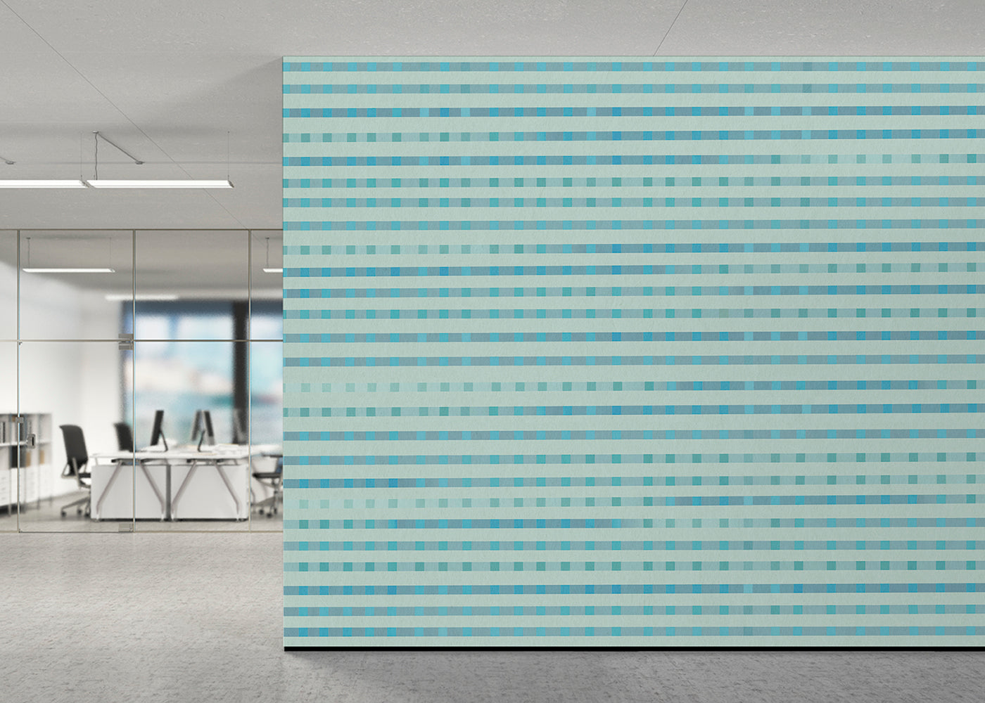 Stripe Checks Mural - Sky Aqua