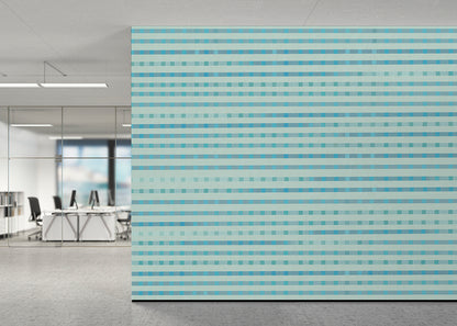 Stripe Checks Mural - Sky Aqua