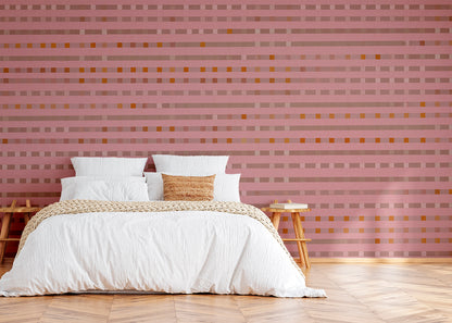 Stripe Checks Mural - Roseate Brown