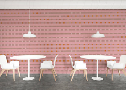 Stripe Checks Mural - Roseate Brown