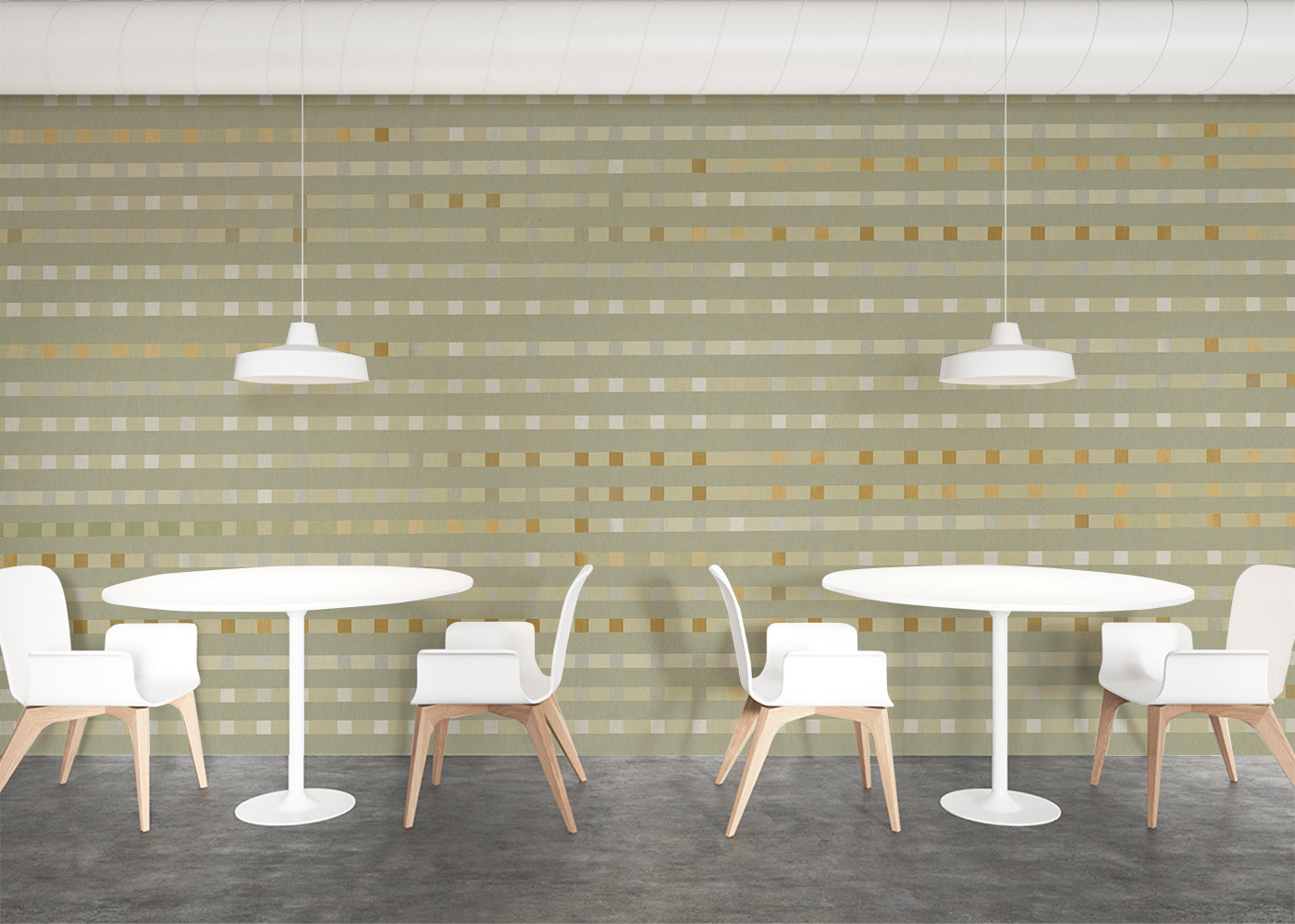 Stripe Checks Mural - Taupe Ochre