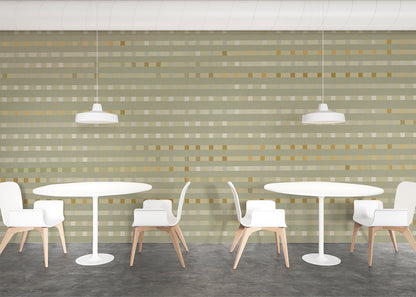 Stripe Checks Mural - Taupe Ochre