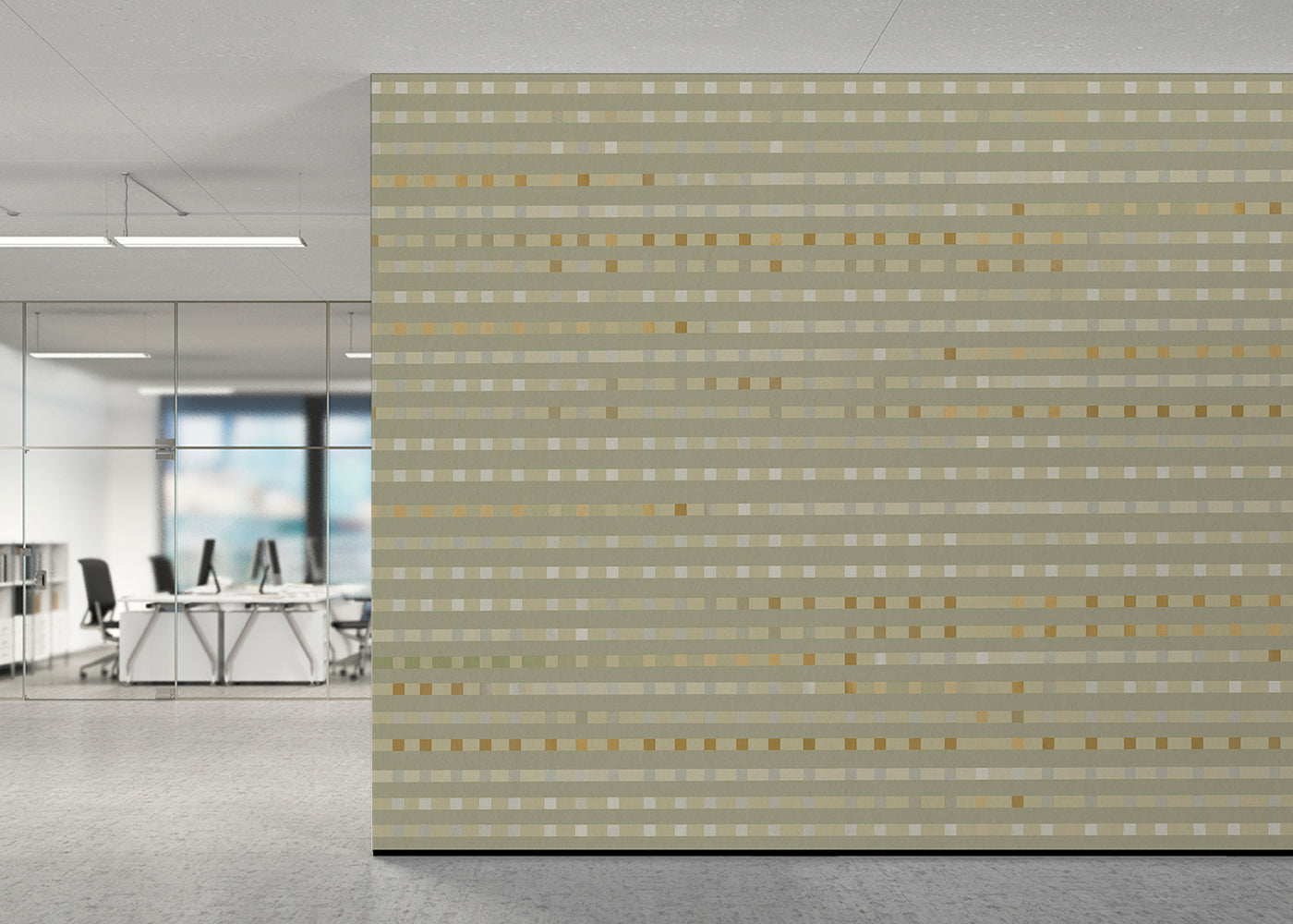 Stripe Checks Mural - Taupe Ochre