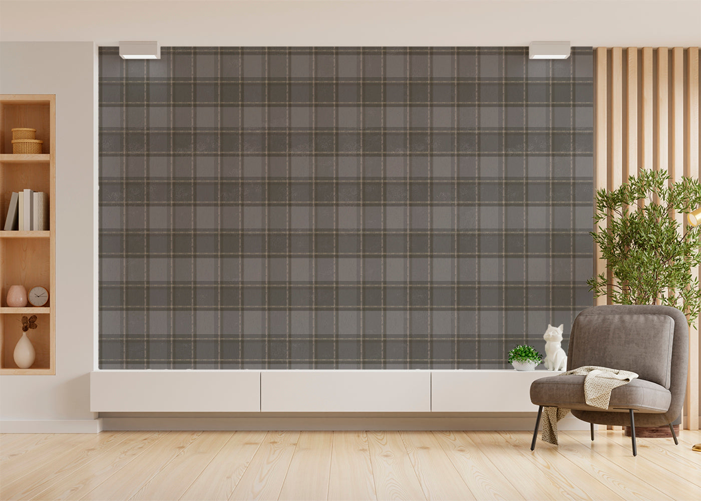 Phat Plaid Mural - Glasgow Gray