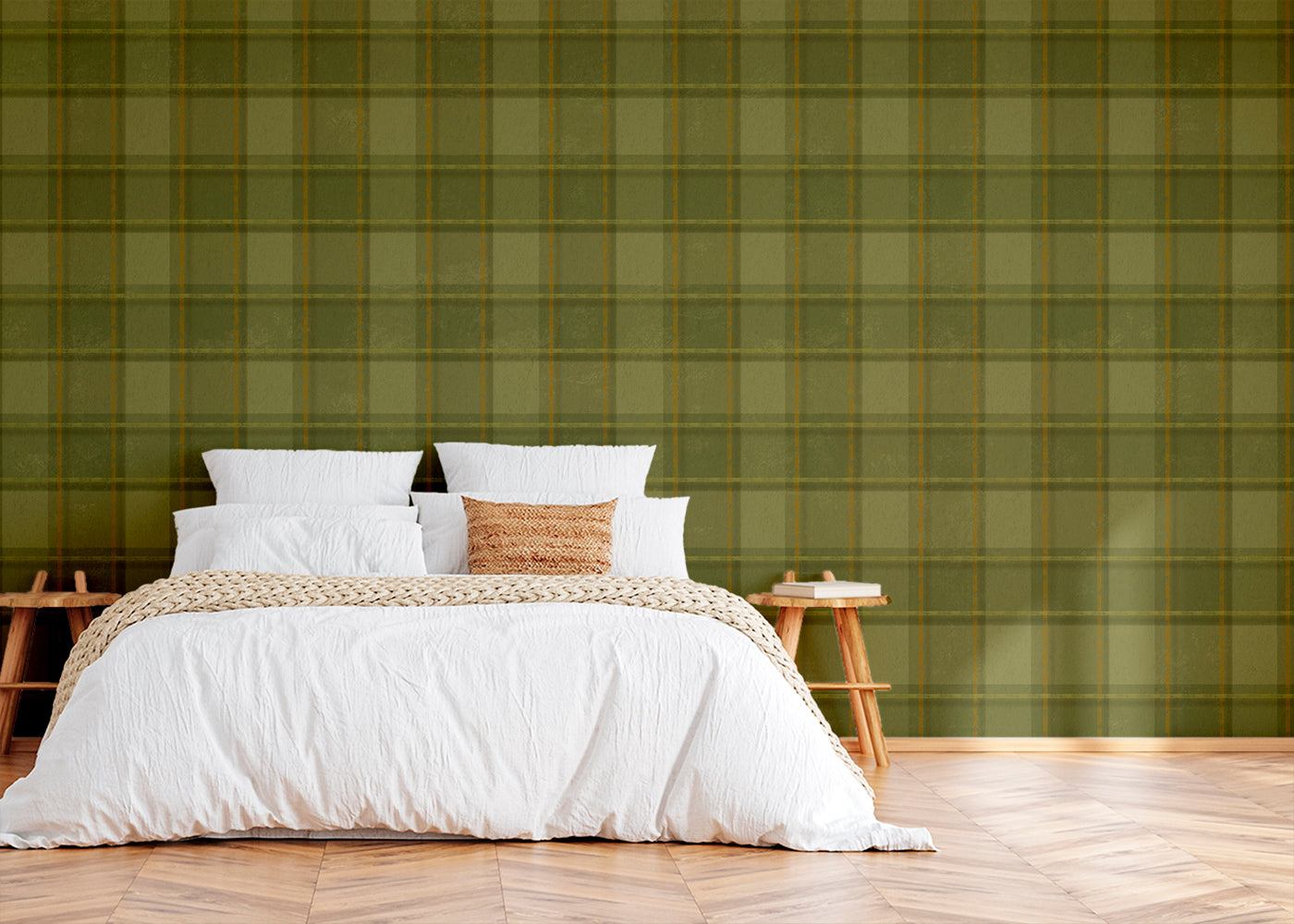 Phat Plaid Mural - Royal Moss
