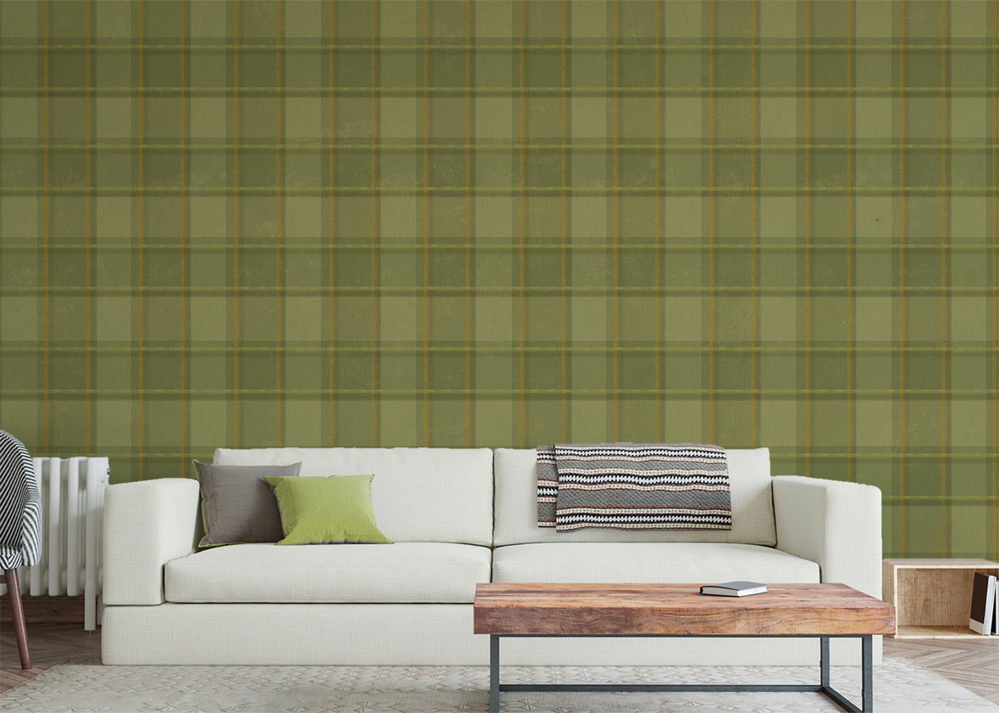 Phat Plaid Mural - Royal Moss