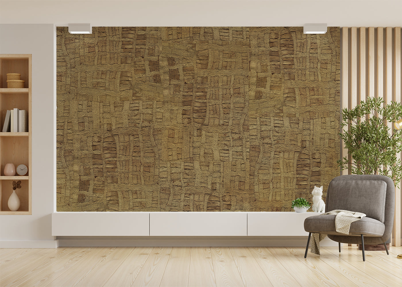 Raffia Tapestry Mural - Amber