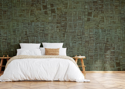 Raffia Tapestry Mural - Blue Green