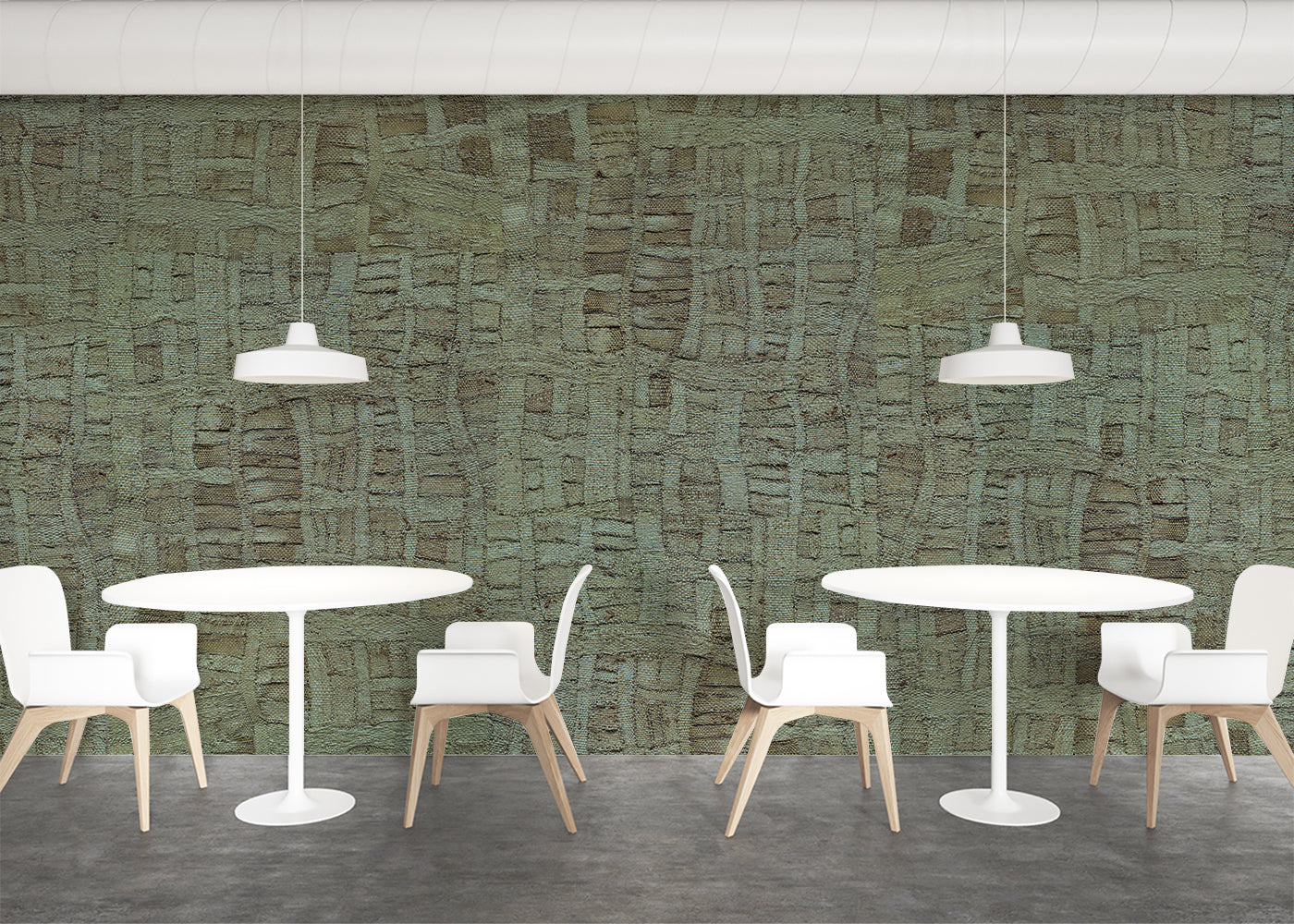 Raffia Tapestry Mural - Blue Green