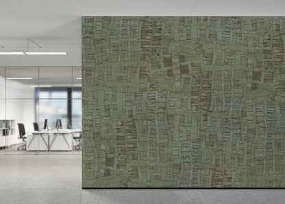 Raffia Tapestry Mural - Blue Green
