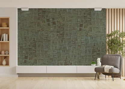 Raffia Tapestry Mural - Blue Green