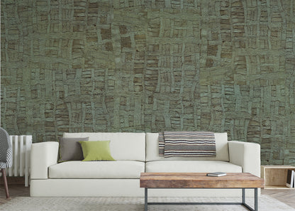 Raffia Tapestry Mural - Blue Green