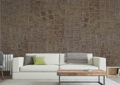 Raffia Tapestry Mural - Violet Brown
