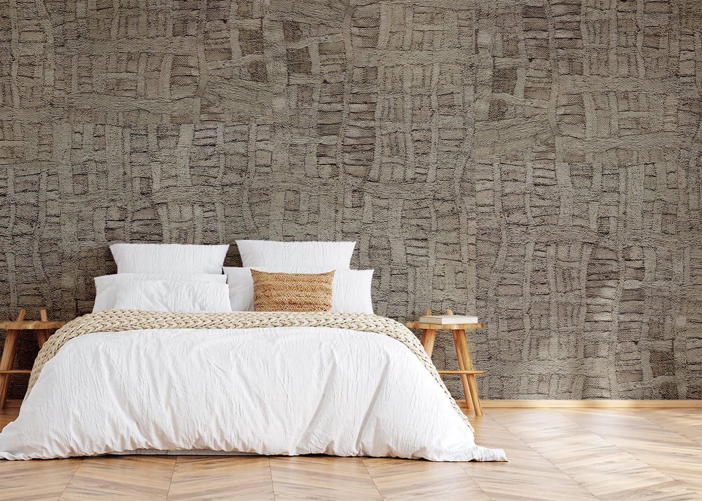 Raffia Tapestry Mural - Light Neutral
