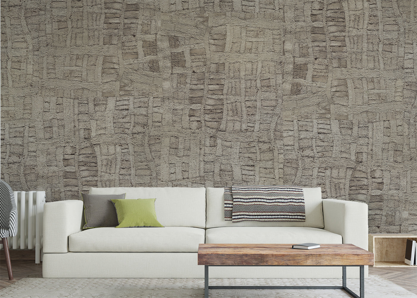 Raffia Tapestry Mural - Light Neutral