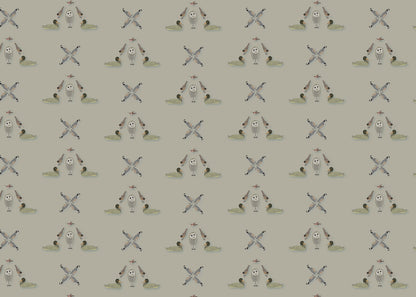 Five Birds Mural - Light Gray Brown