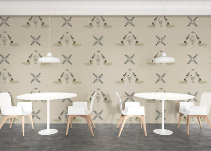 Five Birds Mural - Warm Bleach