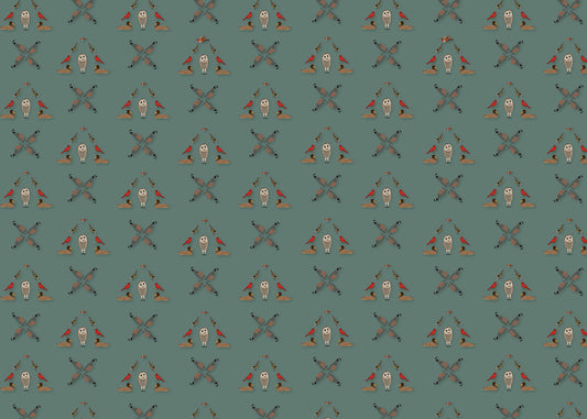 Six Birds Mural - Blue Slate Gray - Sample