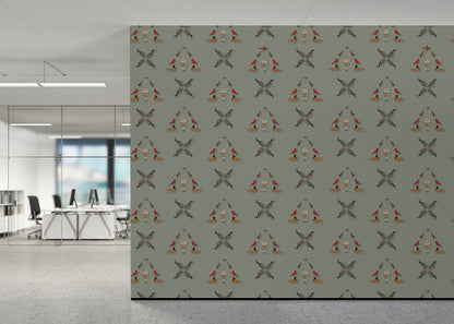 Six Birds Mural - Green Gray