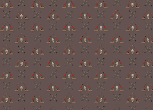 Six Birds Mural - Raisin - Sample