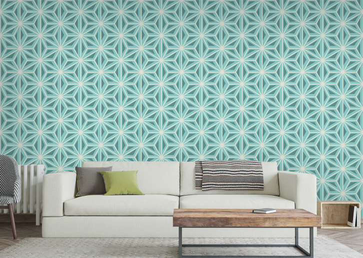 Japanese Hexagons - Blue Gray