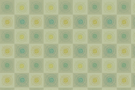 Rays & Circles A - Desert Sage Checks - Sample