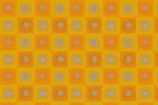 Rays & Circles E - Saffron Checks - Sample