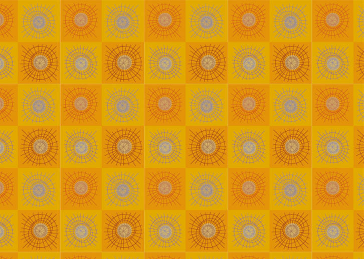Rays & Circles E - Saffron checks
