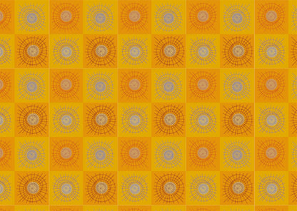 Rays & Circles E - Saffron checks