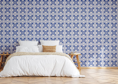 Foliar Quadrant Tiles - Navy
