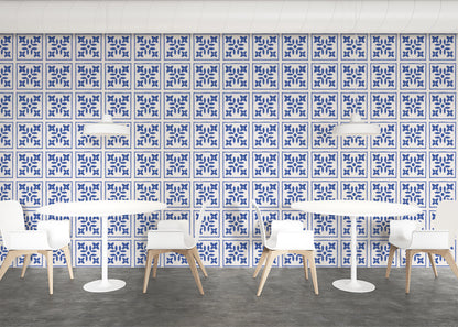 Foliar Quadrant Tiles - Navy