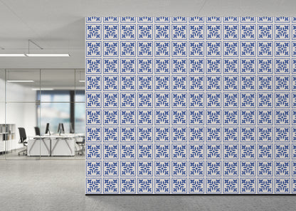Foliar Quadrant Tiles - Navy