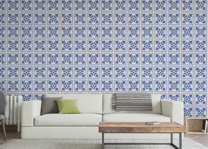 Foliar Quadrant Tiles - Navy