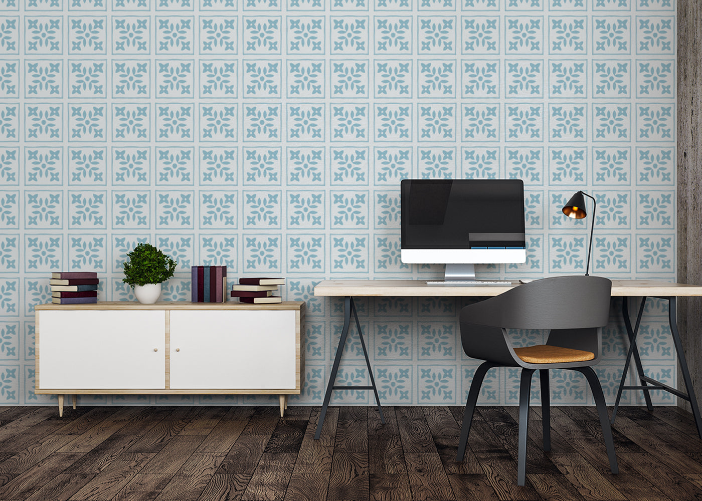 Foliar Quadrant Tiles - Turquoise